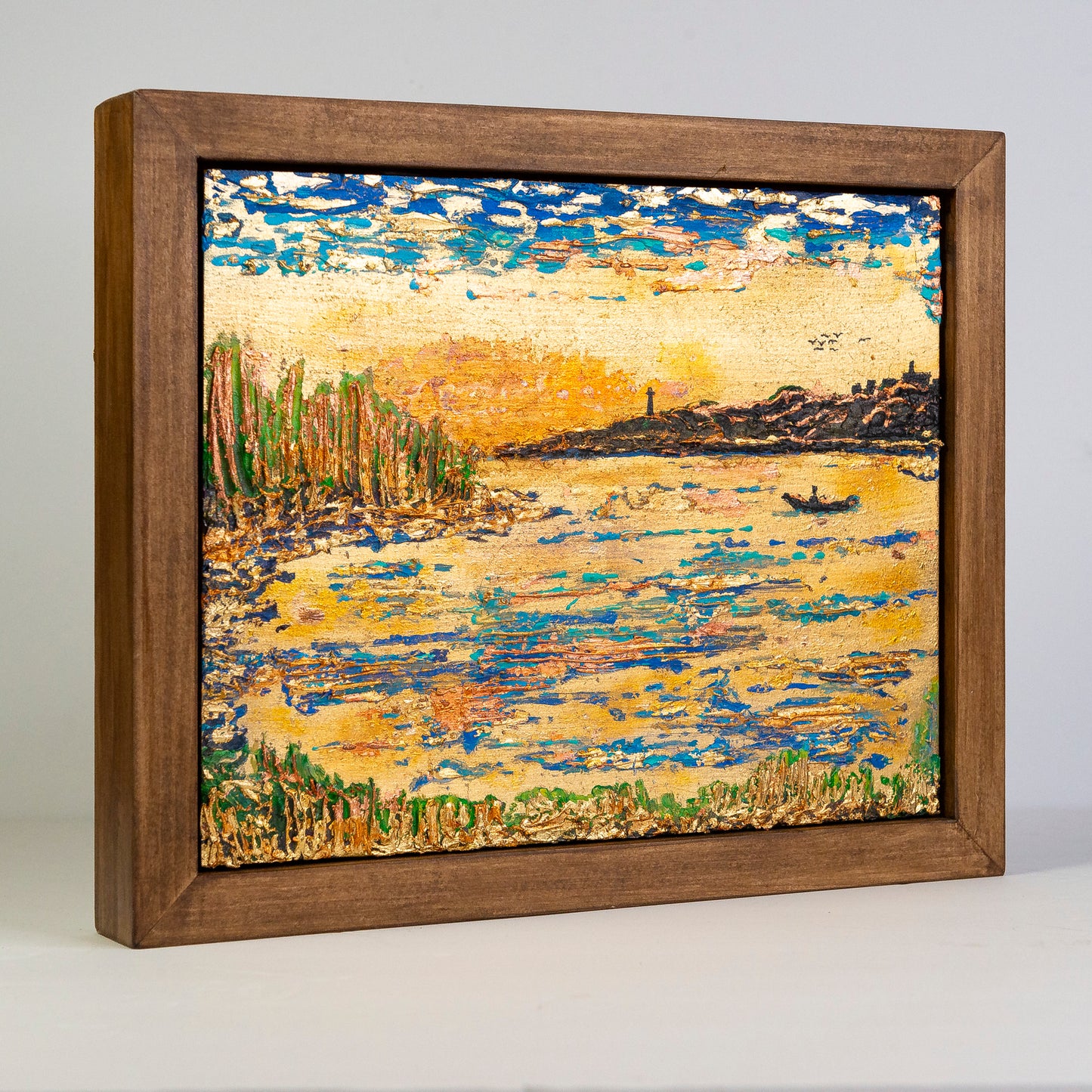 Lagoon at Dawn, 8x10" Framed Wood Panel.