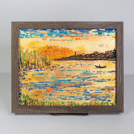 Lagoon at Dawn, 8x10" Framed Wood Panel.